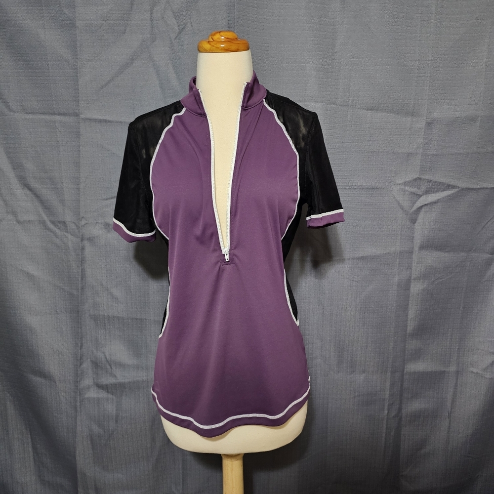 NWT FITS Fanfaire Equestrian Tech Shirt Purple Black Medium